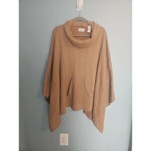 Le Moda Brown/Camel Hooded Cape/Poncho Drape W/Front Pocket One Size Stunning